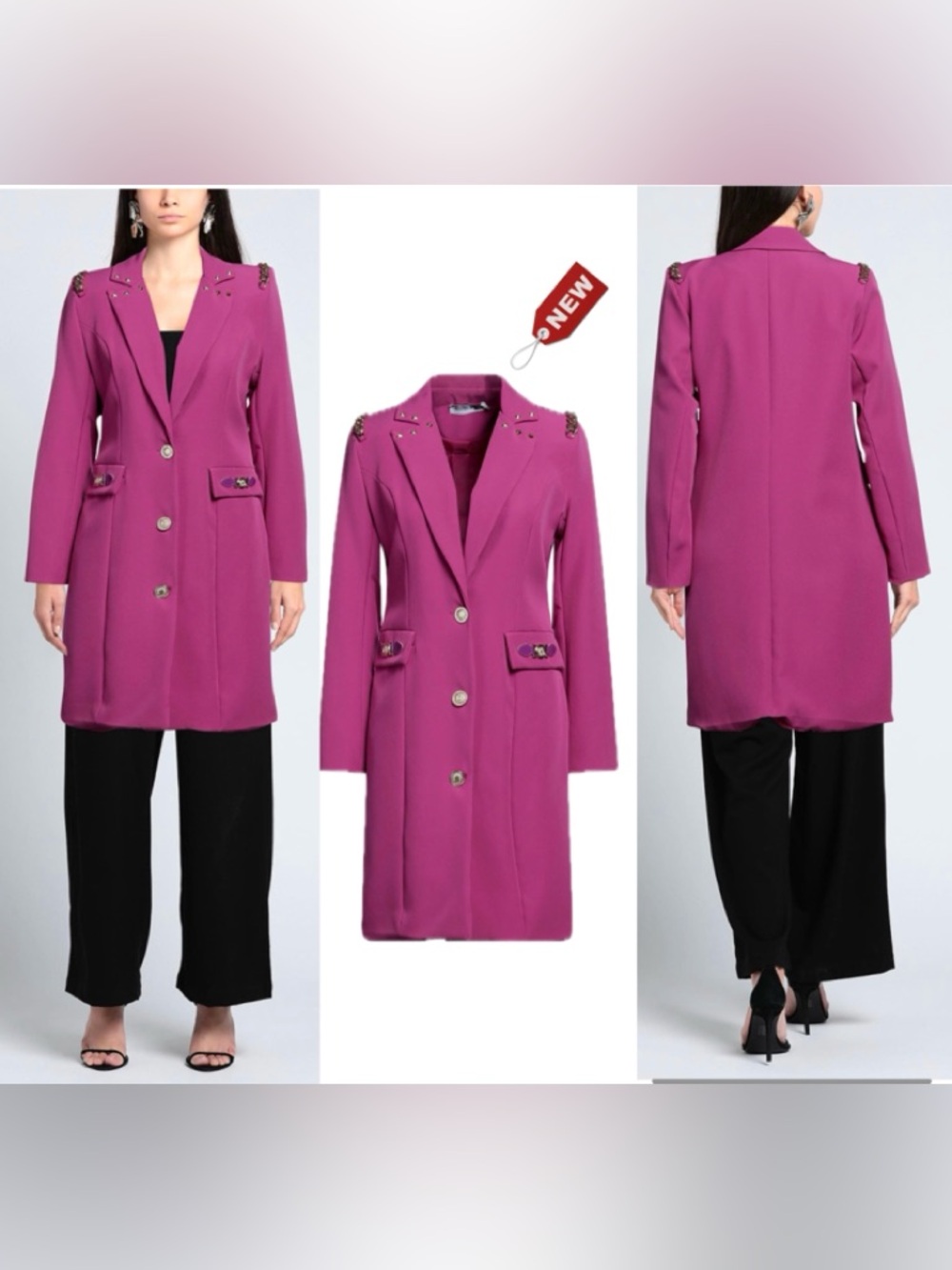 Marci by Gil Santucci bright vibrant purple military style tailored  blazer coat